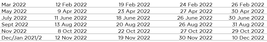 Mar 2022 12 Feb 2022 19 Feb 2022 24 Feb 2022 26 Feb 2022 May 2022 9 Apr 2022 23 Apr 2022 27 Apr 2022 30 Apr 2022 July...