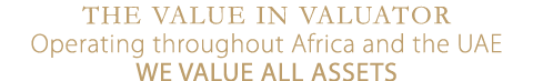 THE VALUE IN VALUATOR Operating throughout Africa and the UAE WE VALUE ALL ASSETS
